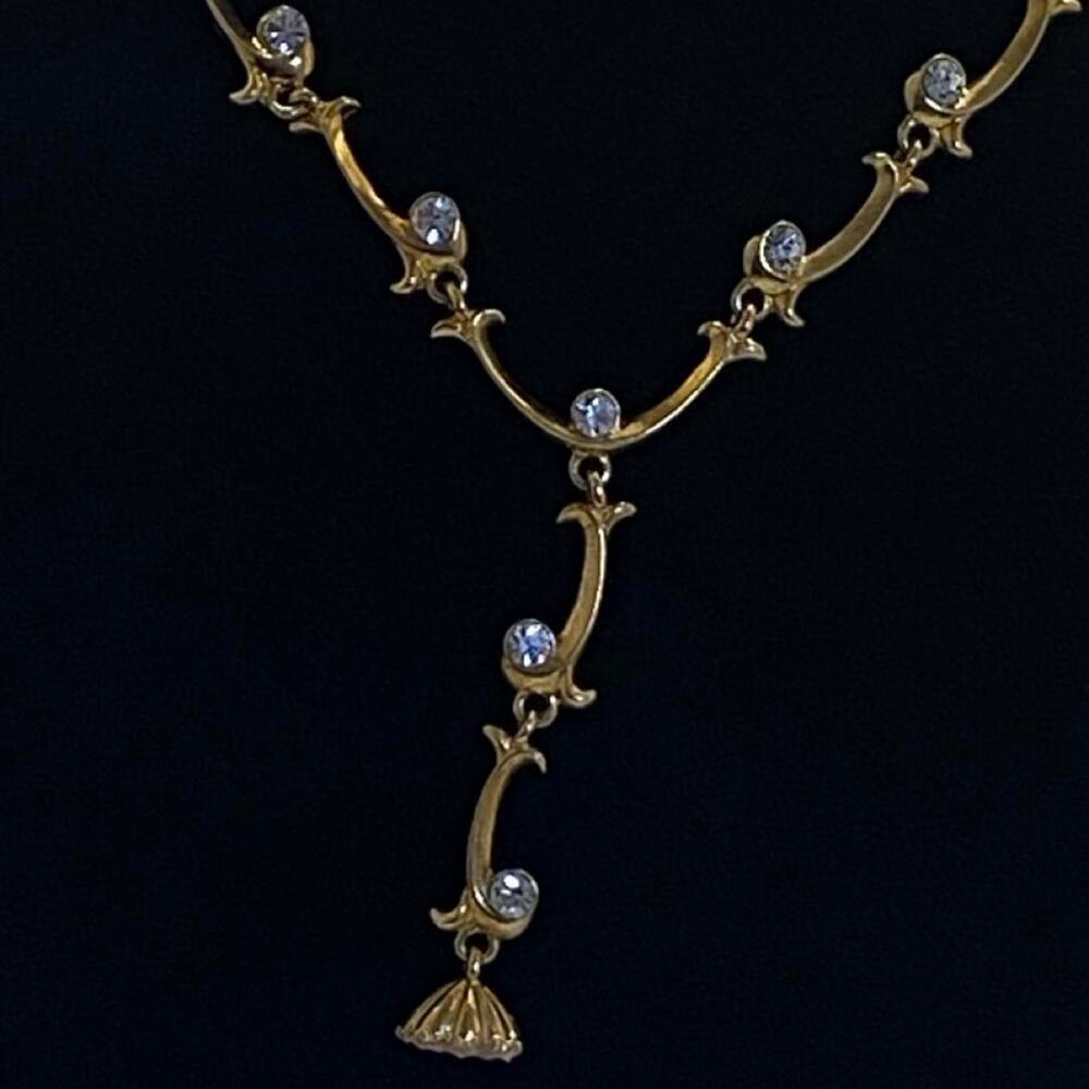 Vintage 2005 Avon Extraordinaire Briolette Vine Necklace GoldTone Crystal Y Drop